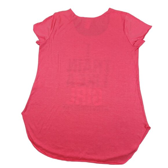 Womens Tee Pink I Train Like a Girl Try to Keep Up Size Large  JH1025 - Picture 4 of 4